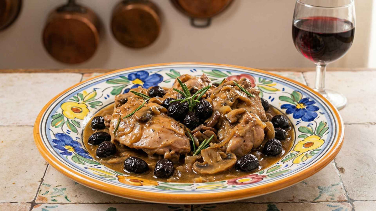 Gibelotte de lapin aux olives de nyons et au romarin