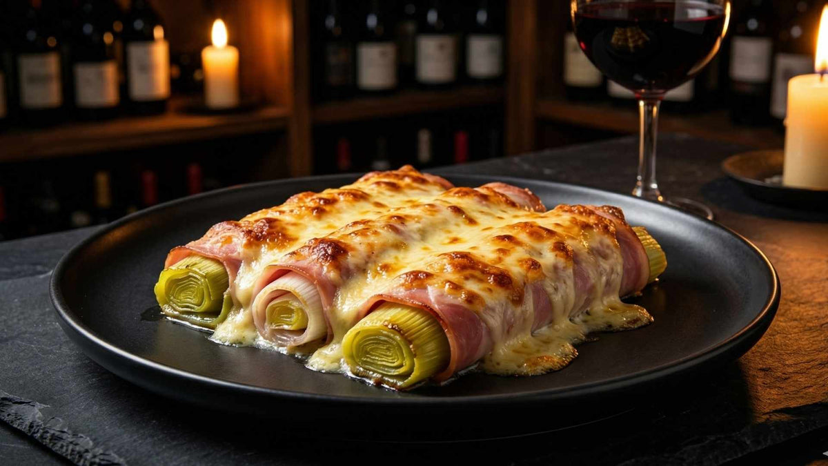 Gratin de poireaux au jambon et crème fraîche
