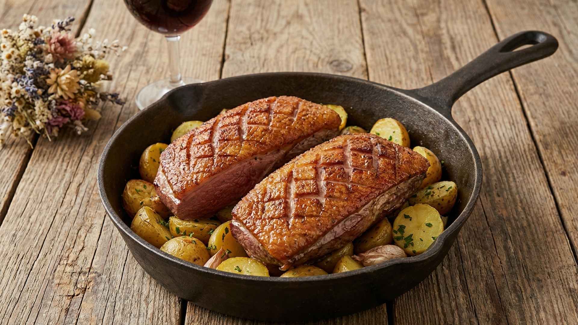 Magret de canard du Sud-Ouest croisé sur sa peau Image