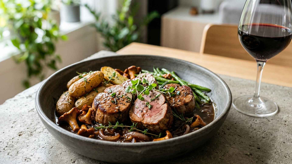 Médaillons de filet mignon de porc saisis en cocotte
