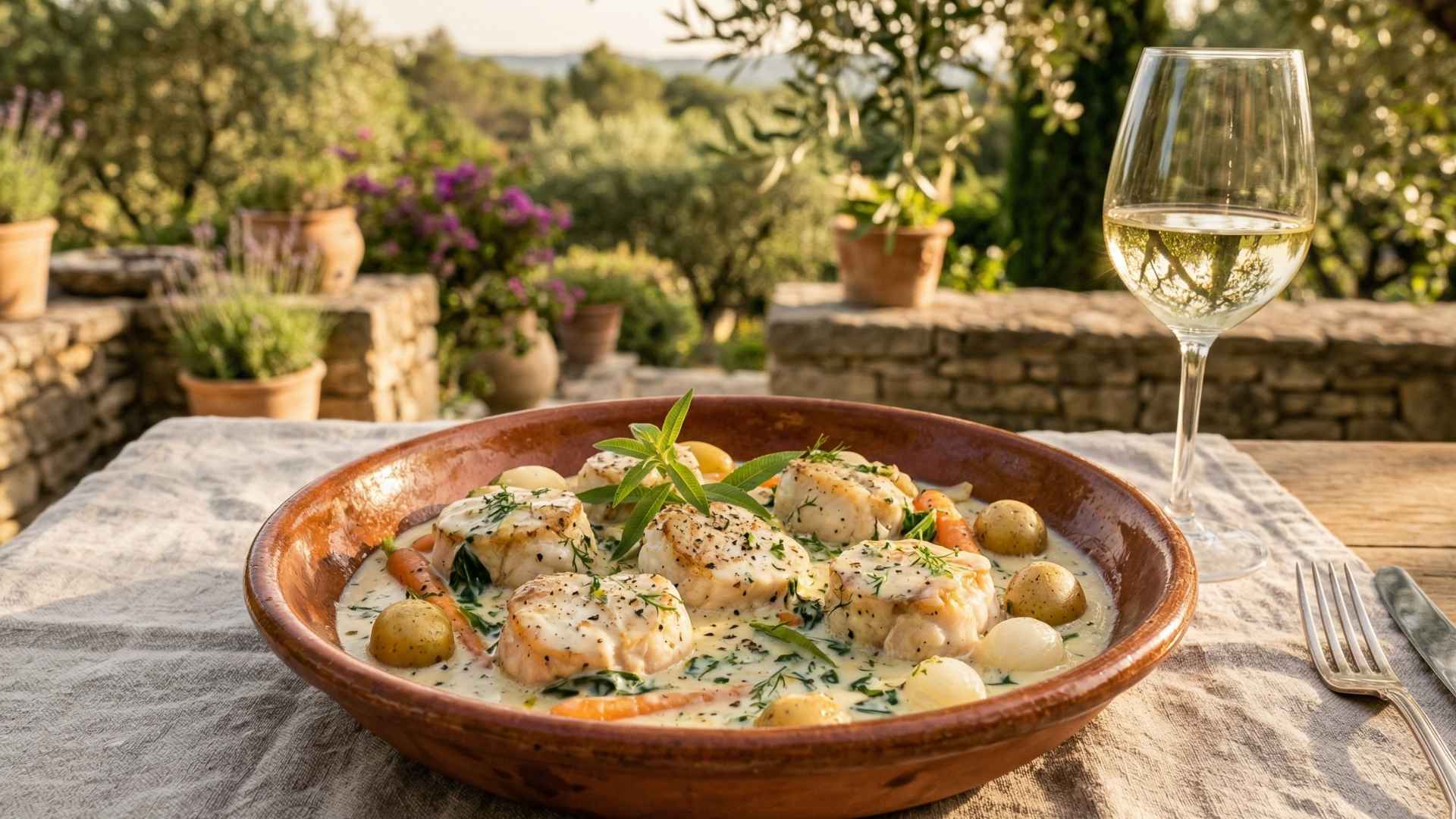 Médaillons de lotte en blanquette à la verveine