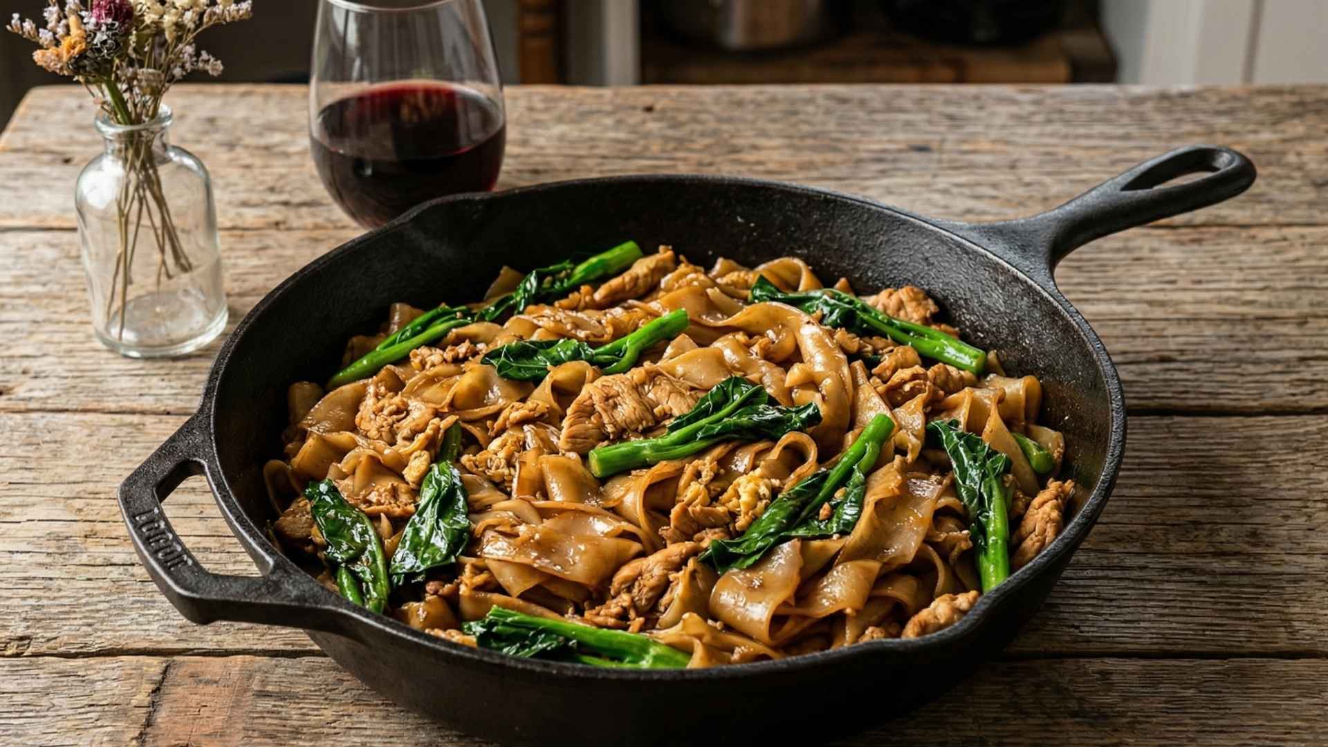 Pad See Ew aux nouilles de riz larges sautées Image