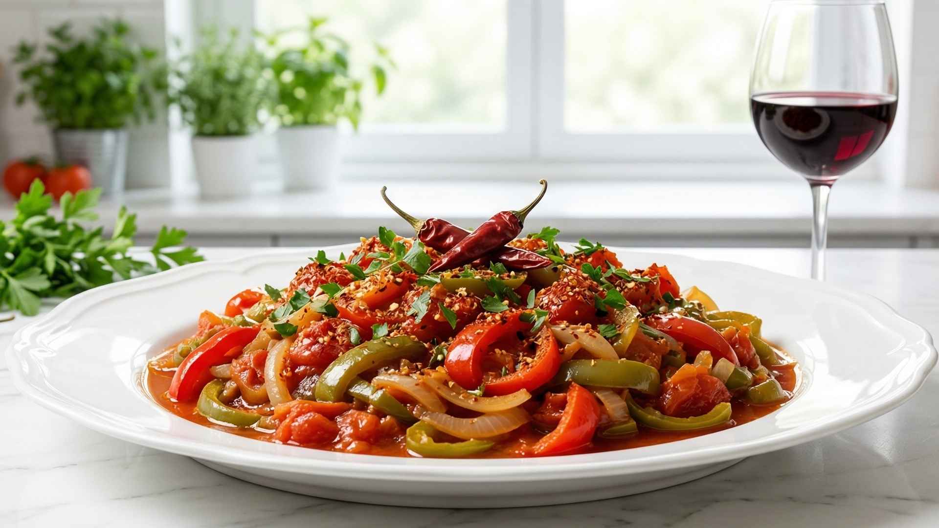 Piperade basquaise aux poivrons et piment d'Espelette
