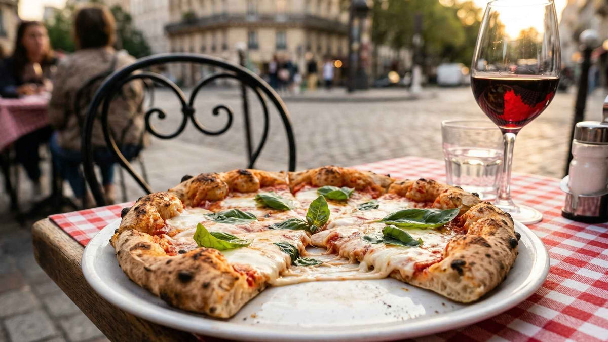 Pizza margherita à la mozzarella fondante et basilic frais