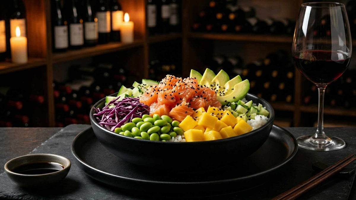 Poke bowl au saumon frais, avocat et mangue