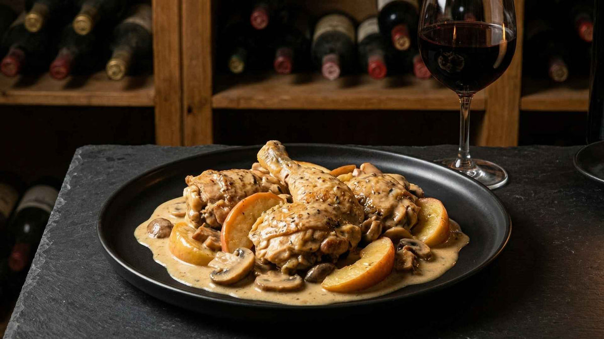 Poulet vallée d'Auge à la crème et au calvados