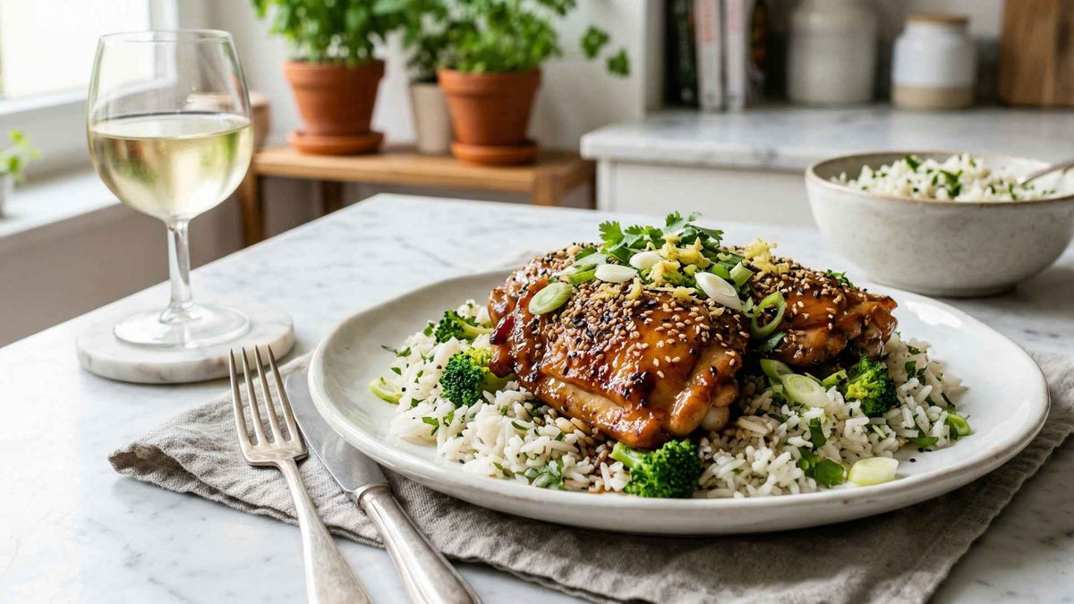 Poulet teriyaki glacé au sésame et gingembre