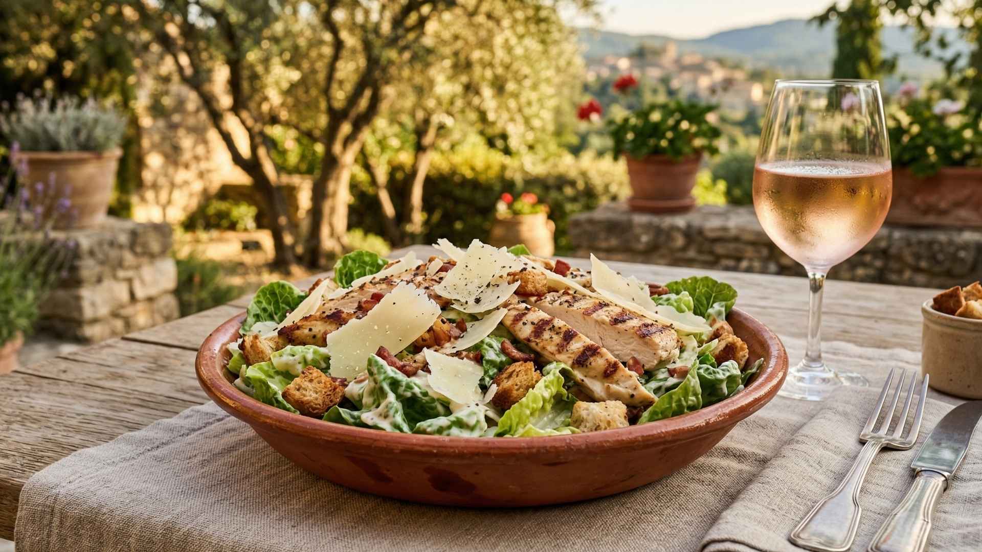 Salade César au poulet grillé et copeaux de parmesan