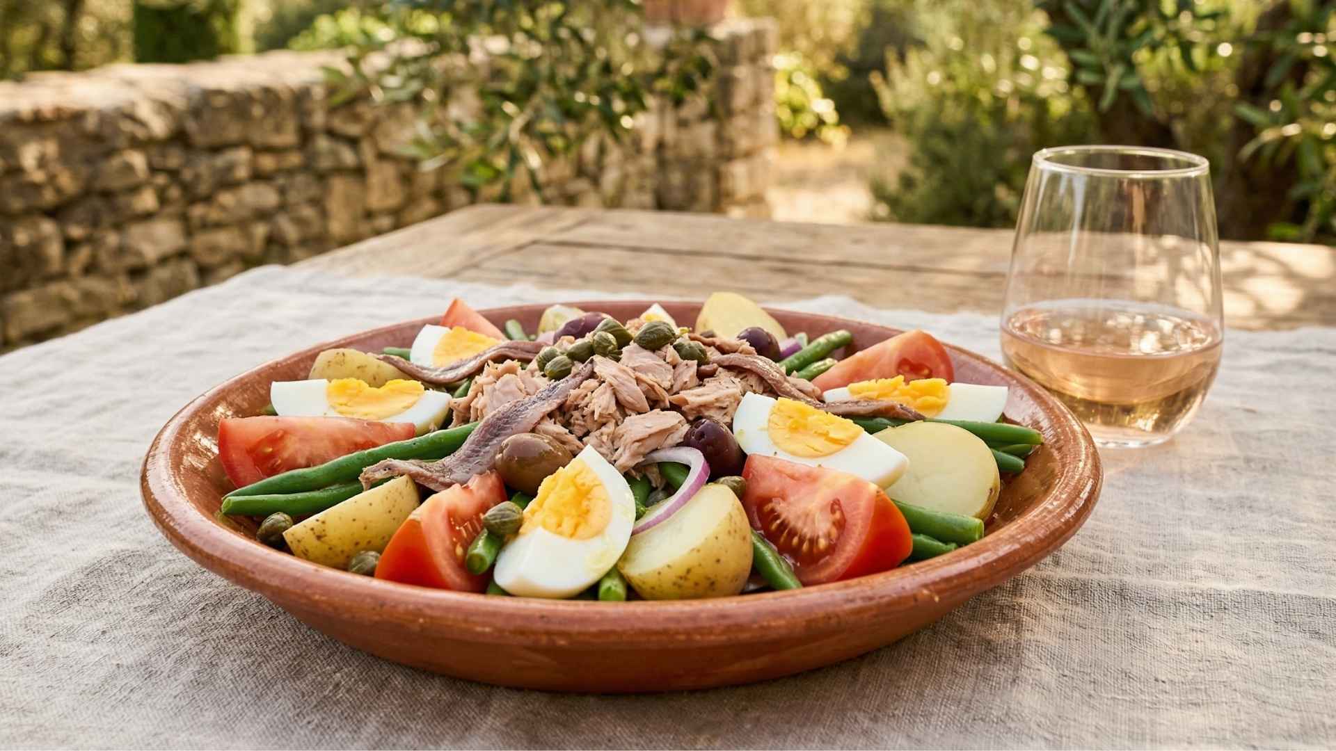 Salade niçoise traditionnelle au thon et œuf dur