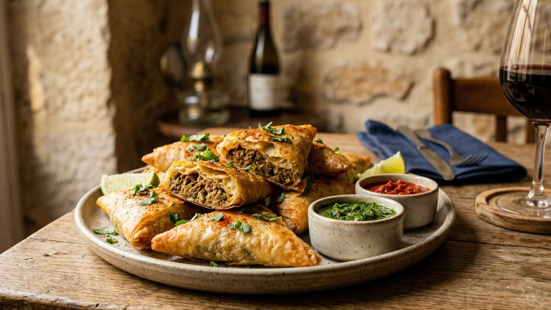 Samossas croustillants à la viande épicée