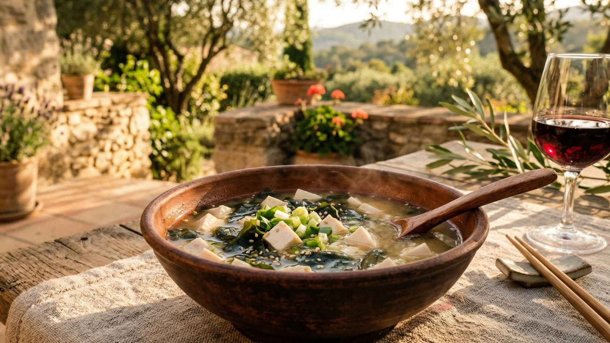 Soupe miso traditionnelle au tofu et algues wakame