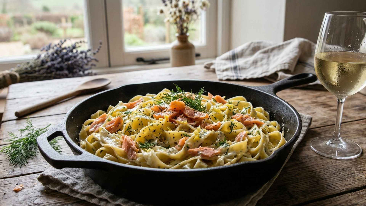 Tagliatelles au saumon fumé et crème d'aneth