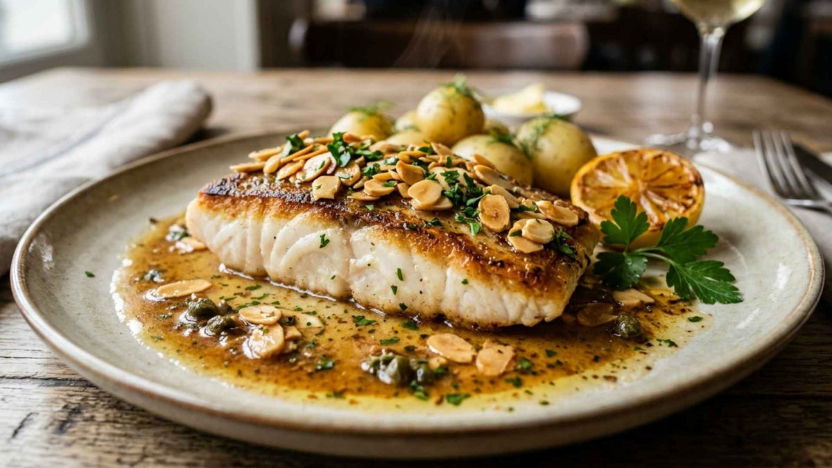 Turbot meunière aux amandes grillées