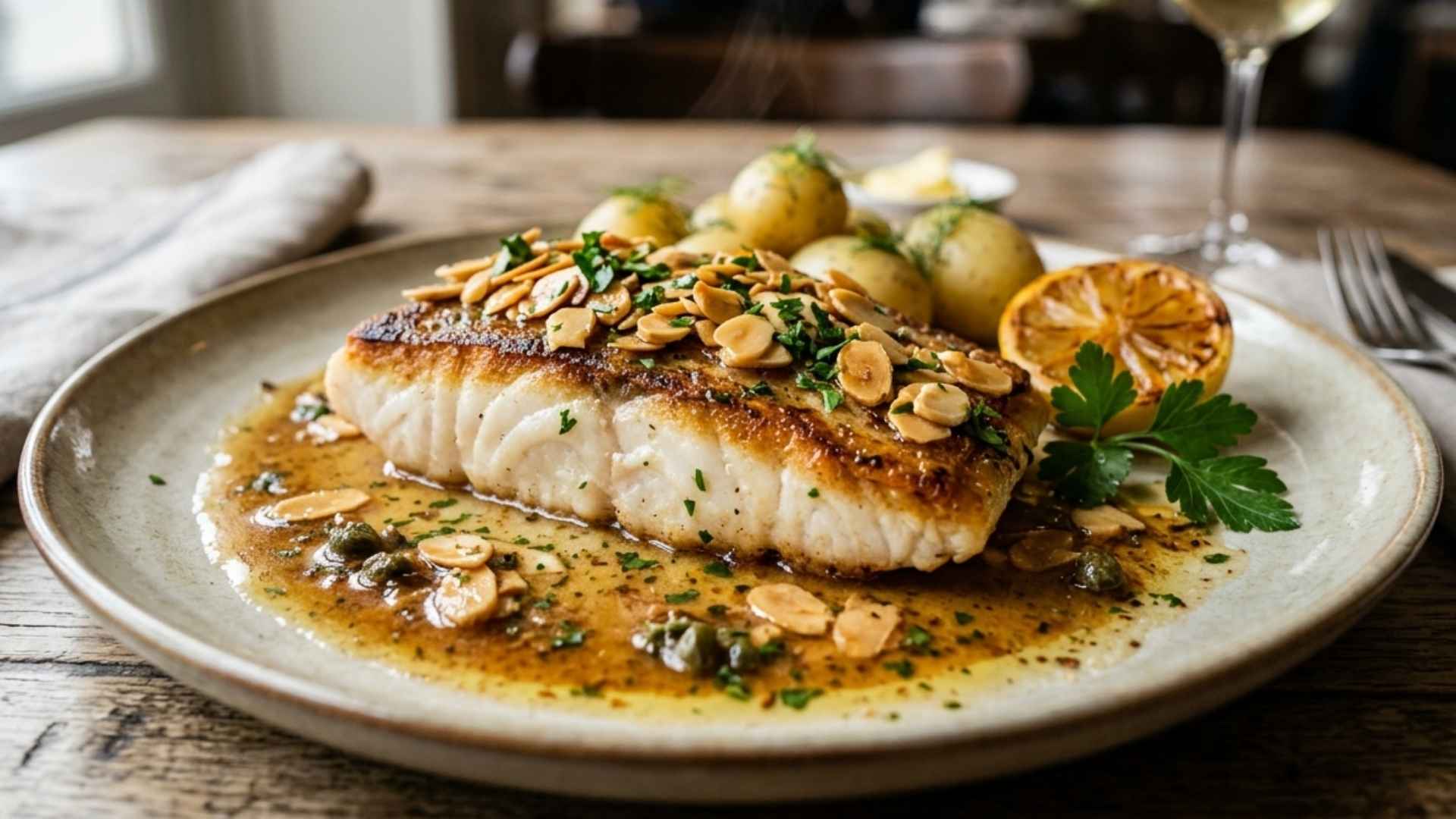 Turbot meunière aux amandes grillées Image