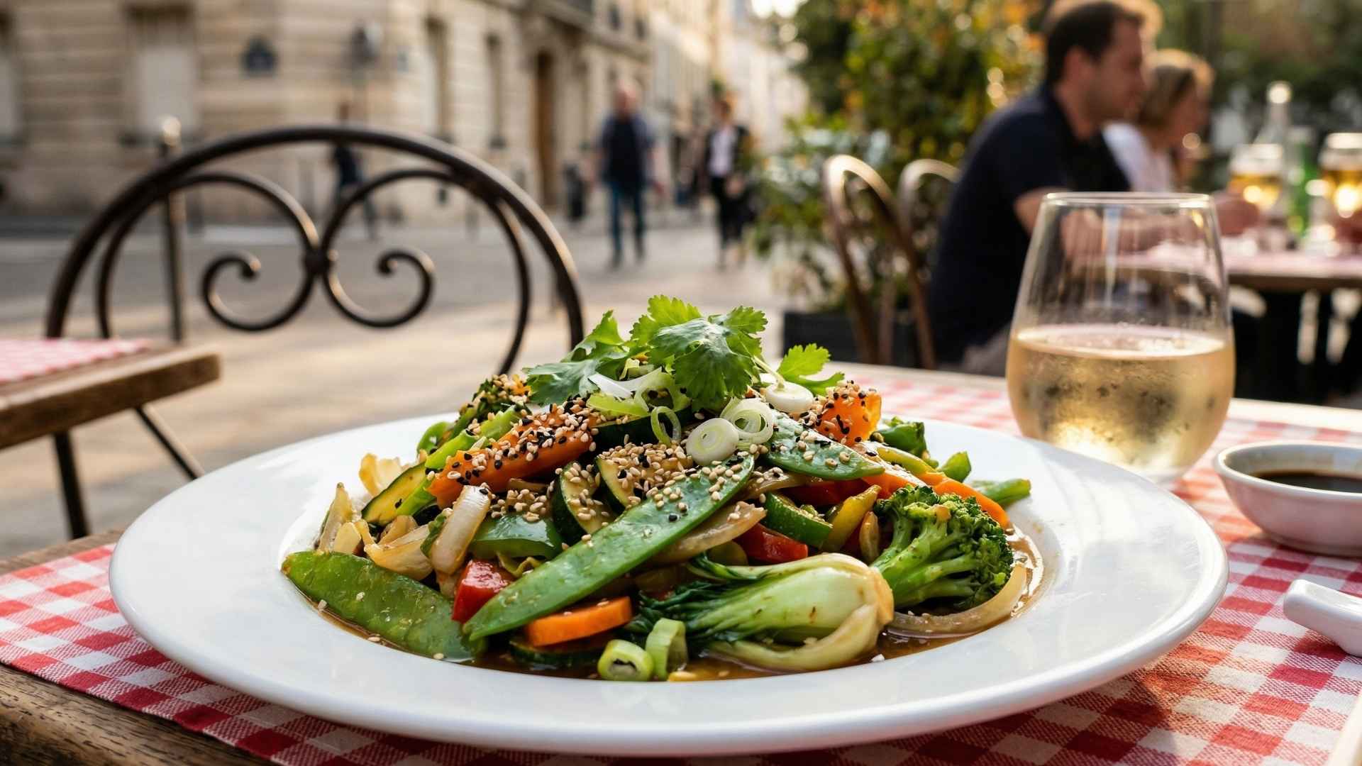 Wok de légumes croquants au sésame et sauce soja