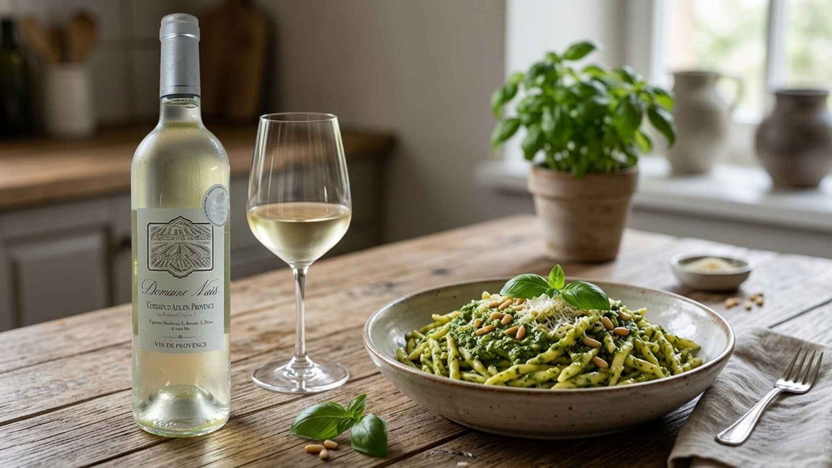 vin pâtes pesto