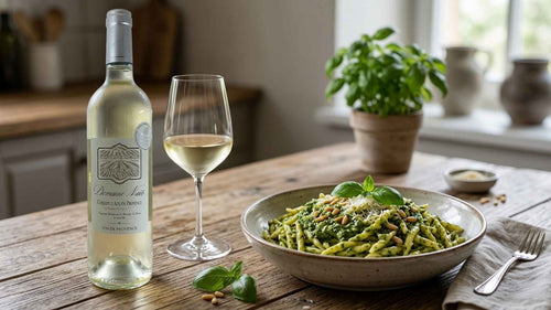 vin pâtes pesto