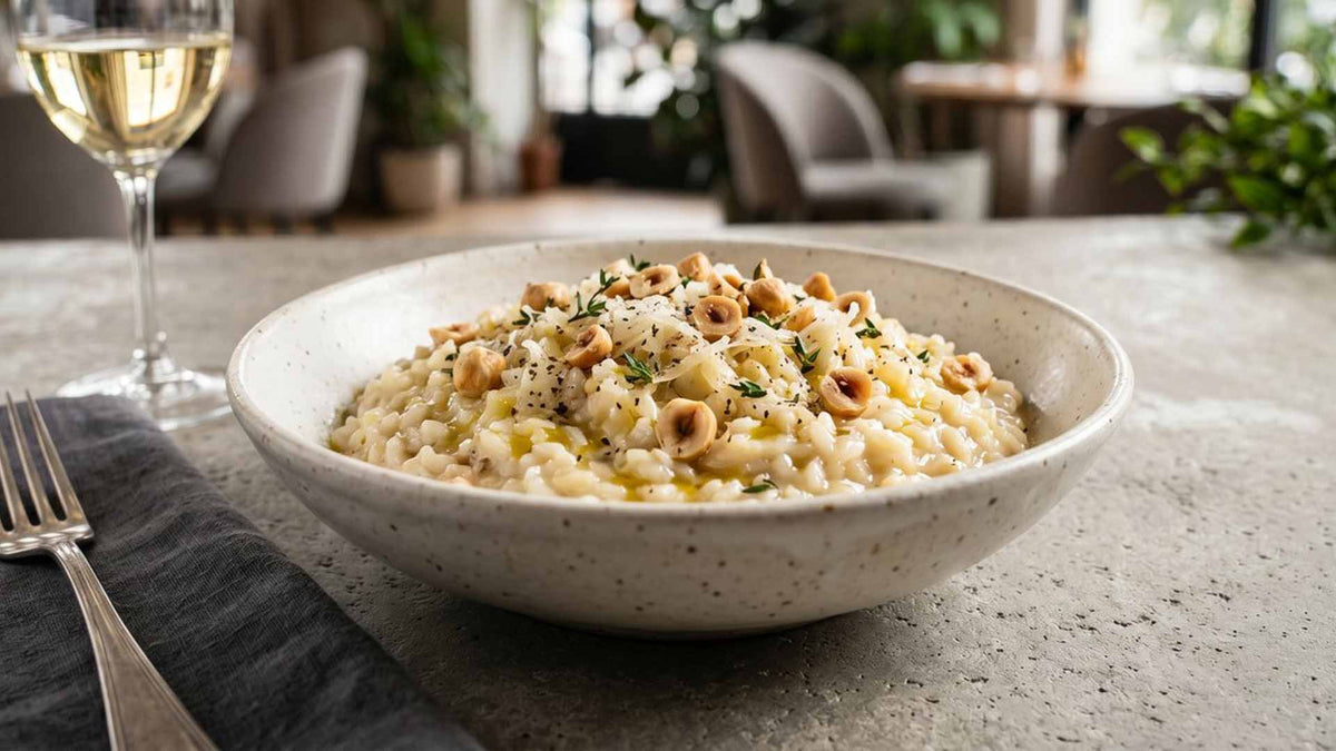 Risotto crémeux au comté et noisettes torréfiées
