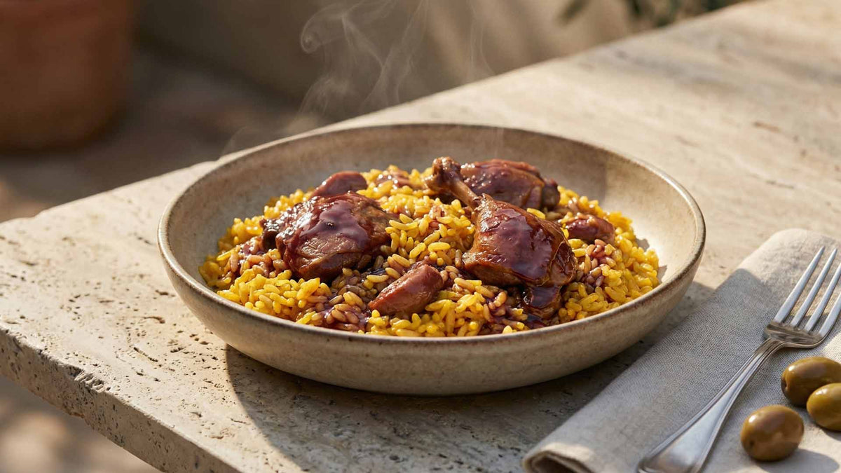 Riz au canard et vin rouge