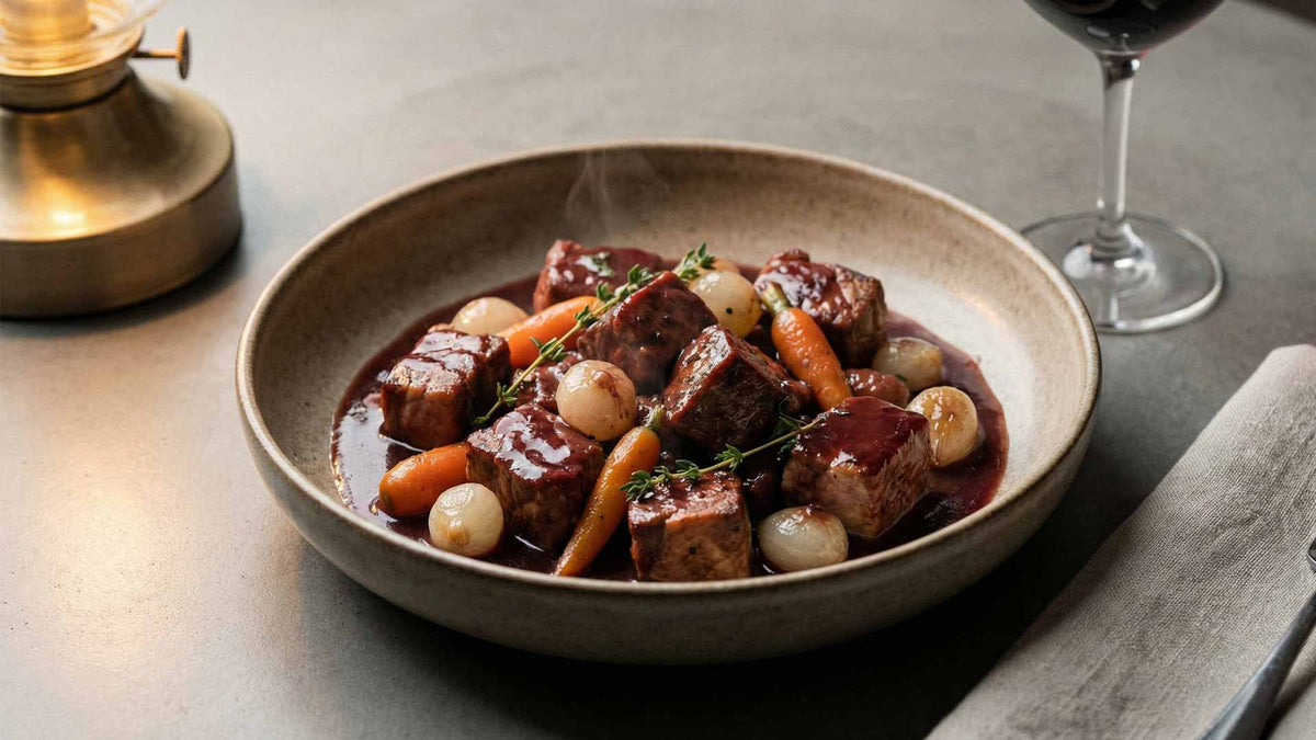 Sauté de porc au vin rouge