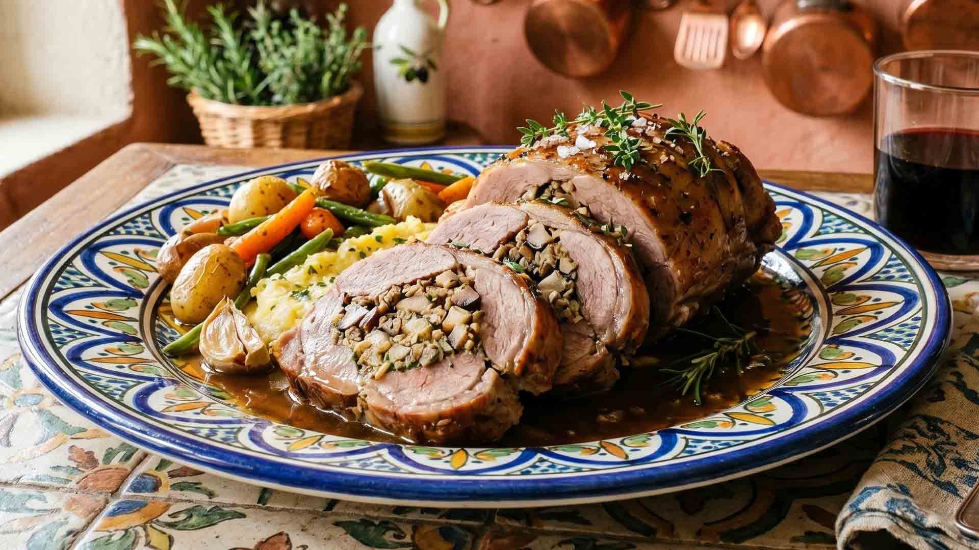 Selle d'agneau farcie aux cèpes