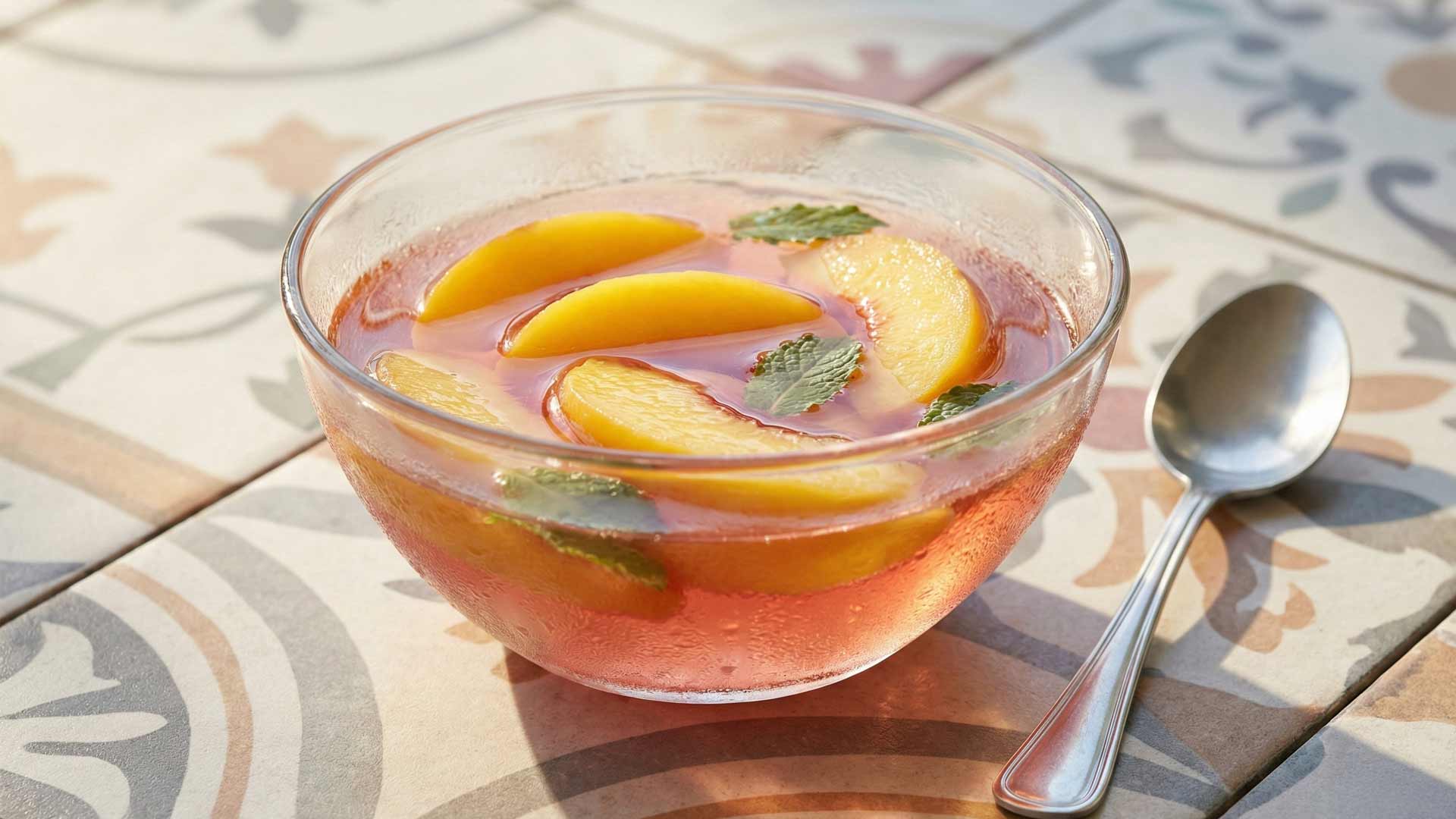 Soupe de pêches au vin rosé Image