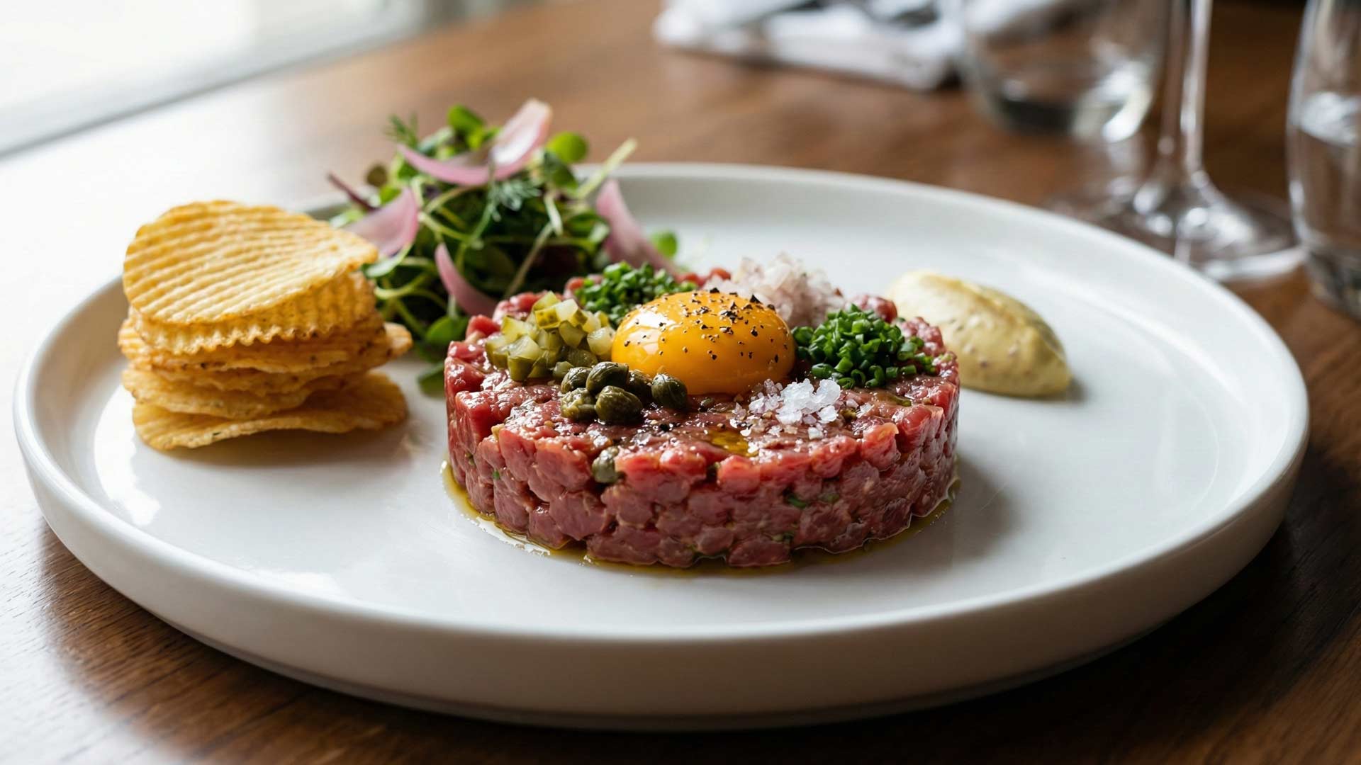 Tartare de bœuf au couteau gastronomique