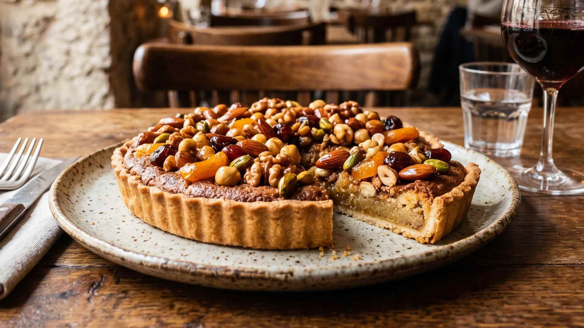 Tarte aux amandes et fruits secs caramélisés Image