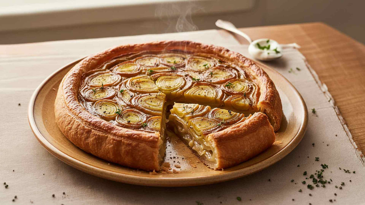 Tarte tatin de poireaux