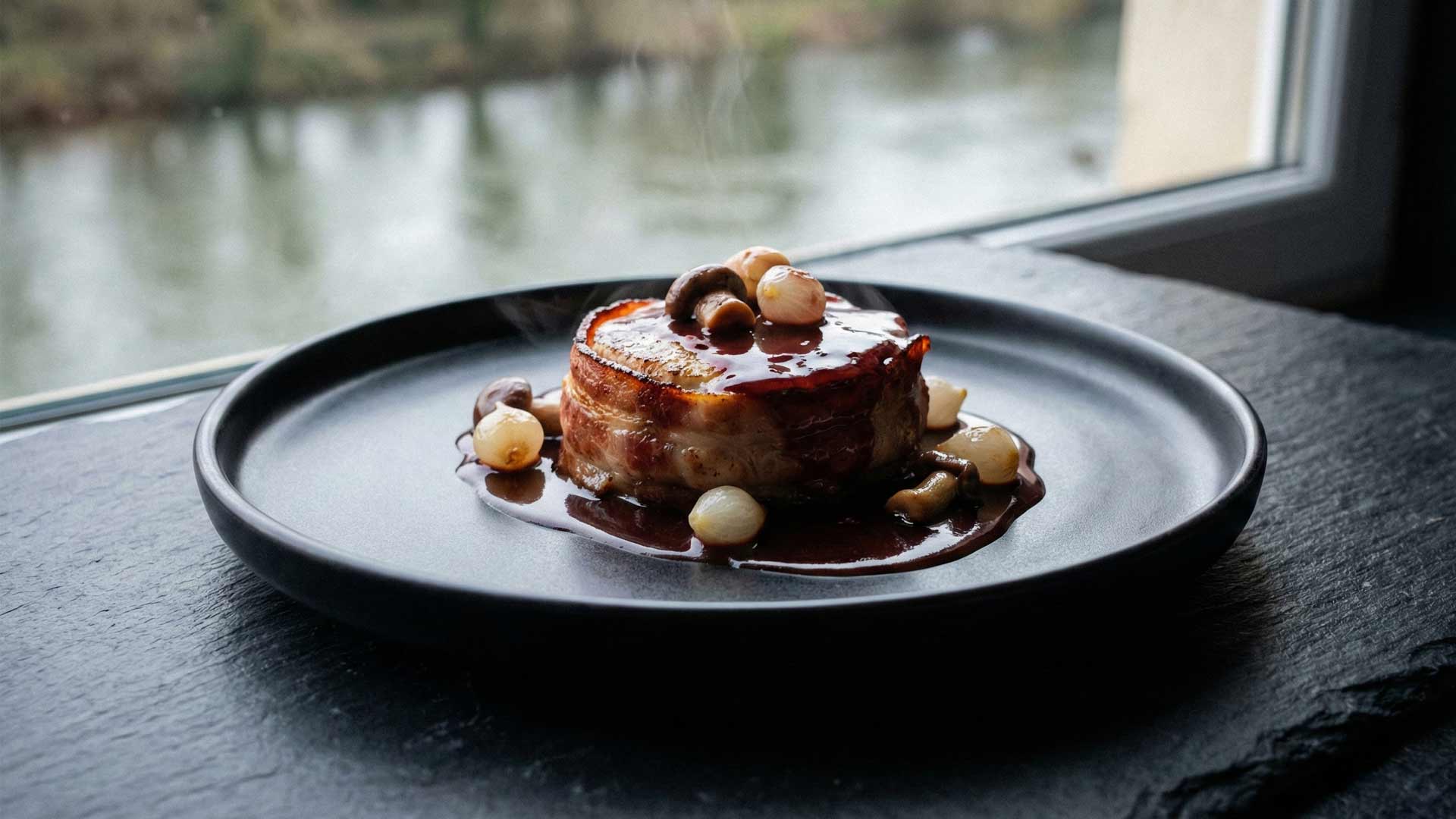Tournedos de sandre au lard et vin rouge Image