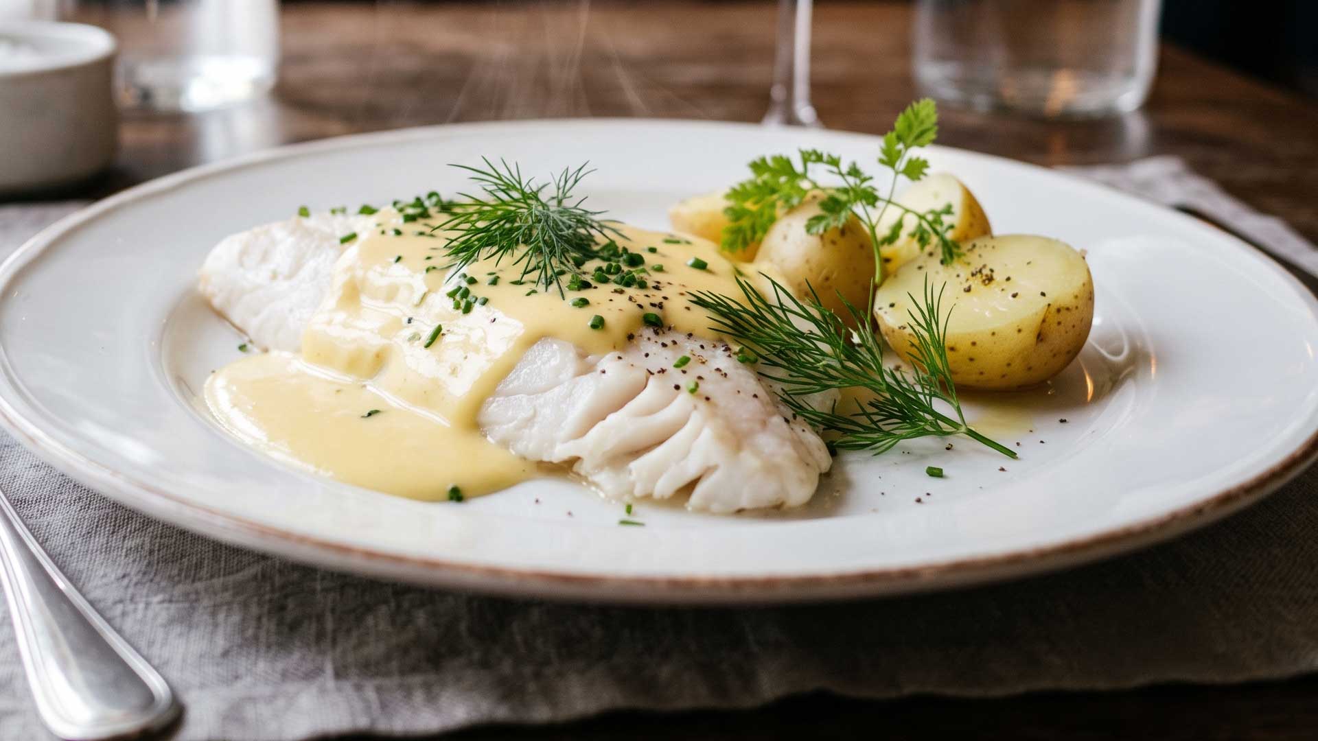 Turbotin poché sauce hollandaise