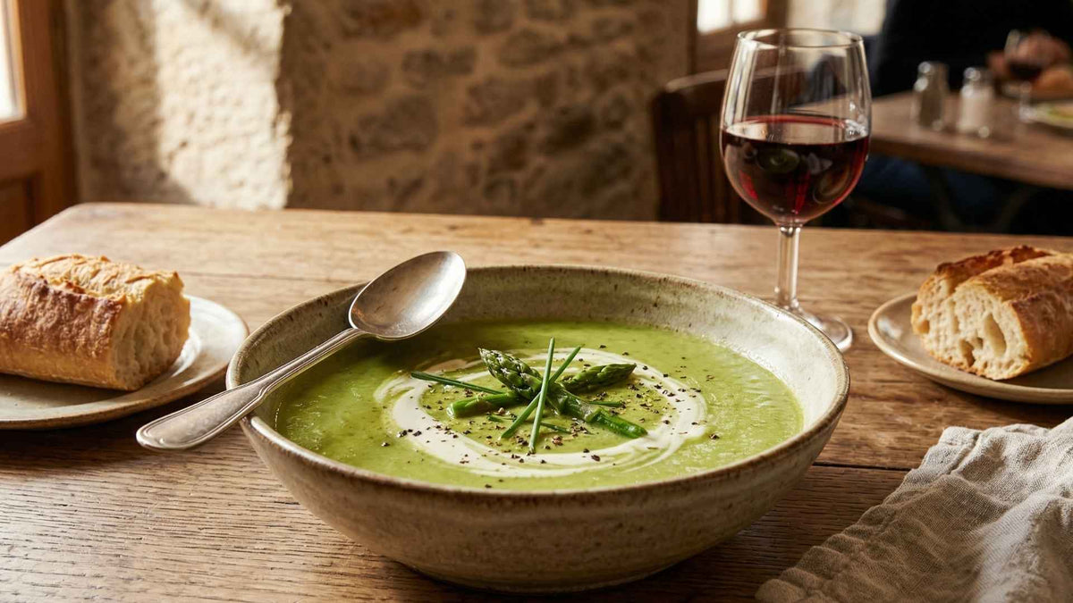 Velouté d'asperges vertes à la crème légère