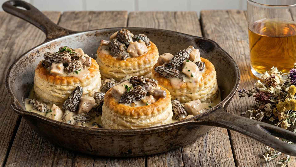Vol-au-vent au vin jaune et morilles