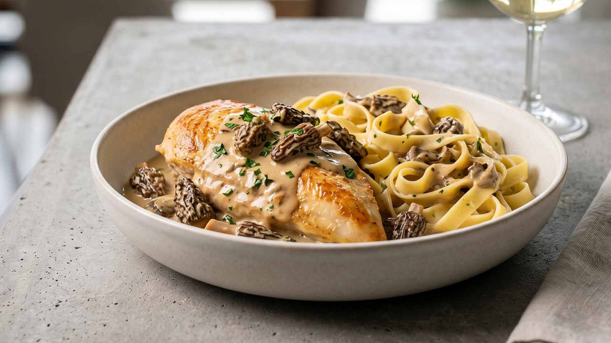 Suprême de volaille à la crème de morilles