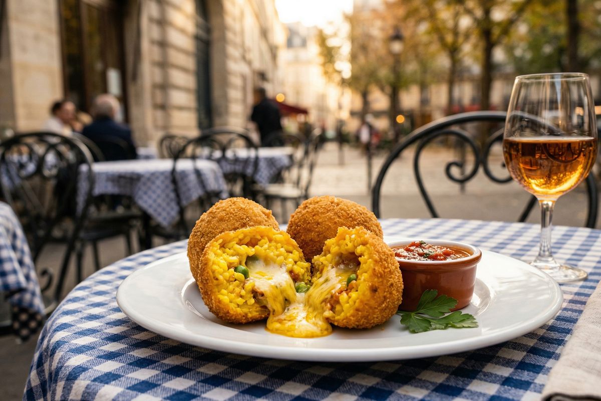 Arancini siciliens farcis au fromage et safran