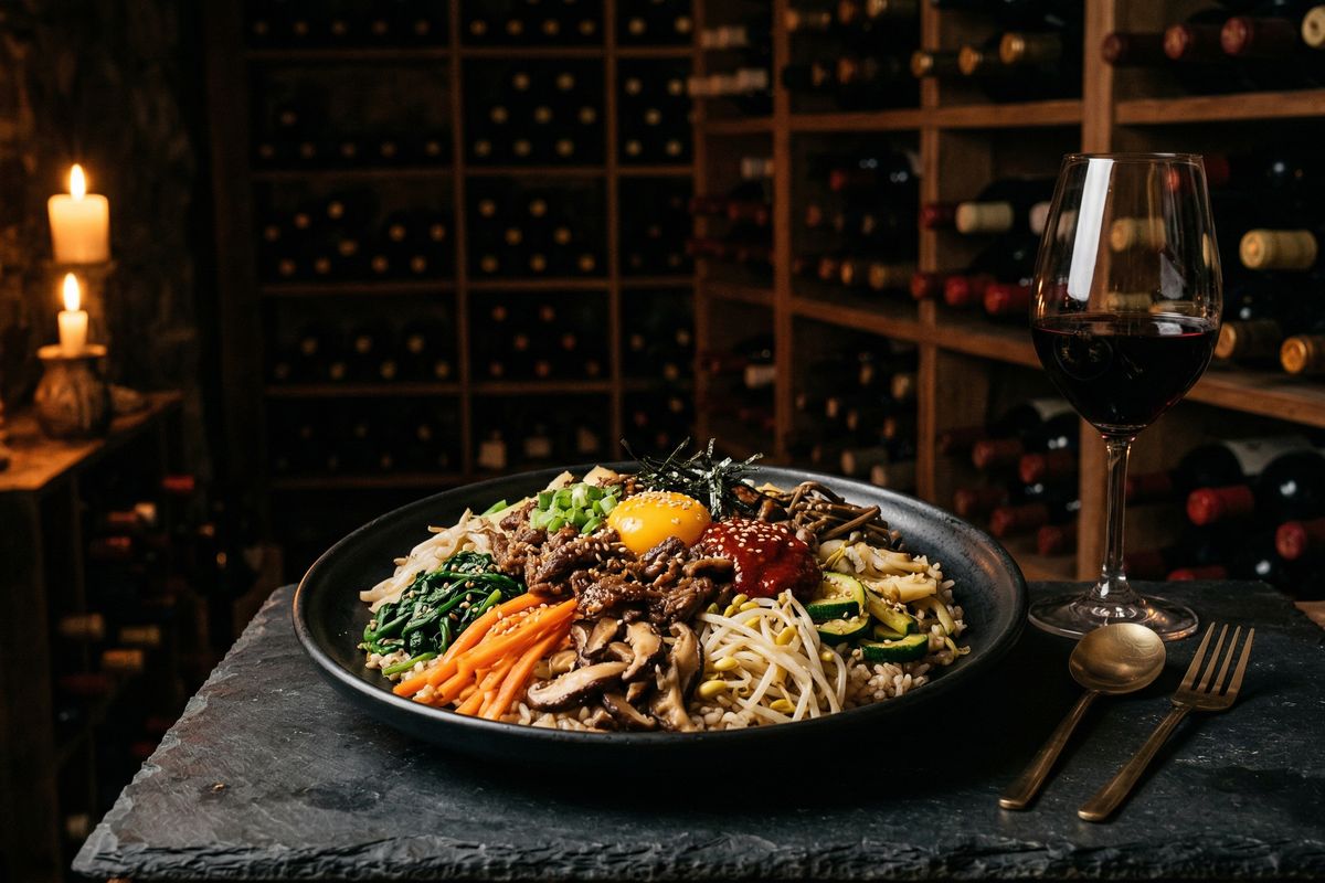 Bibimbap coréen au bœuf mariné et légumes sautés