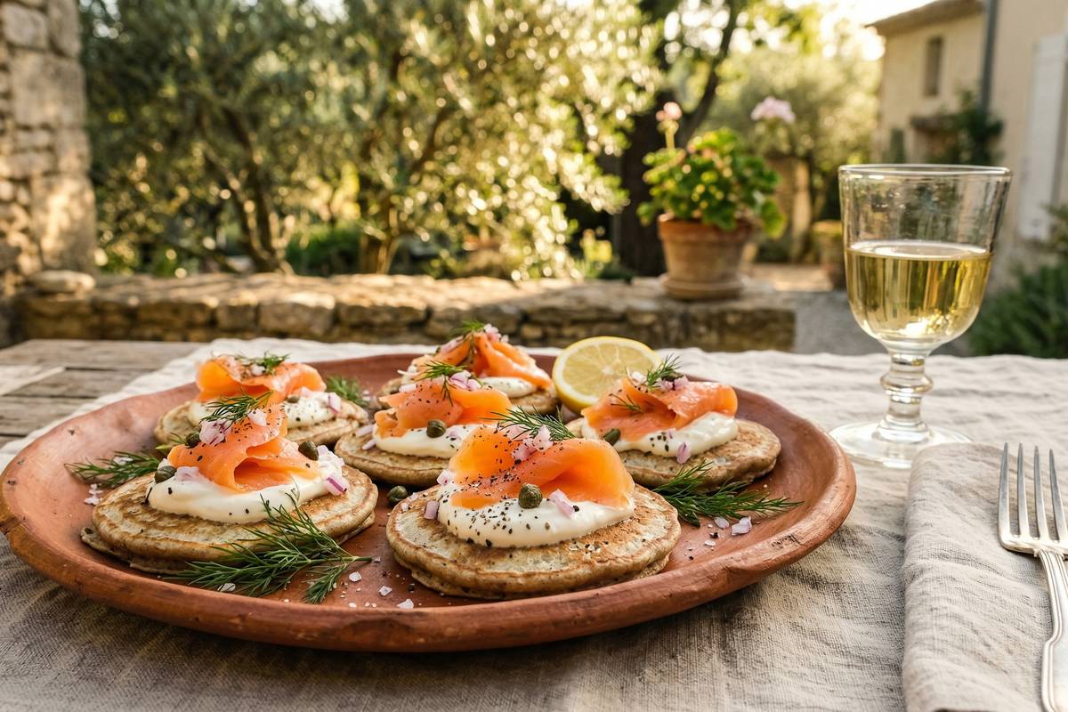 Blinis moelleux au saumon fumé et crème fraîche