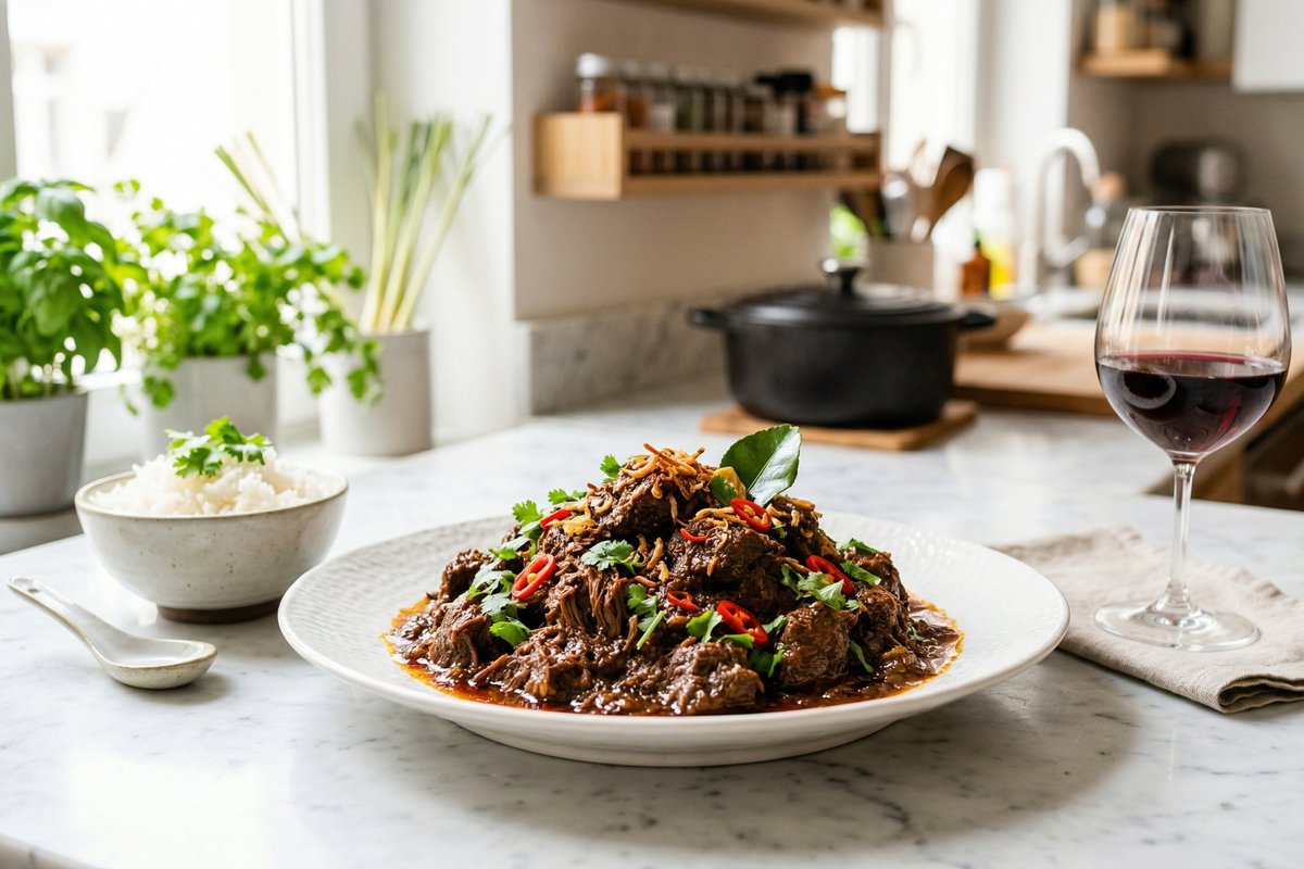 Bœuf rendang indonésien au lait de coco et citronnelle