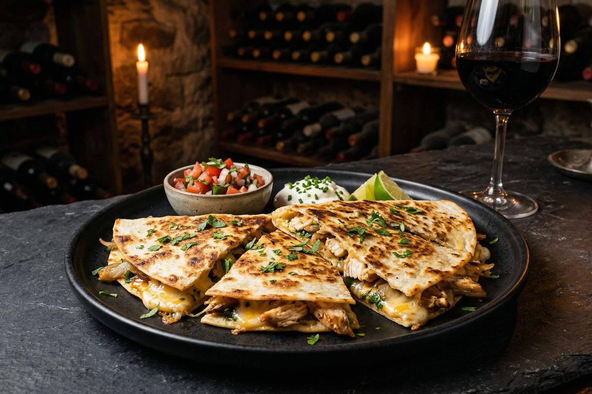 Quesadillas au poulet grillé et fromage fondant
