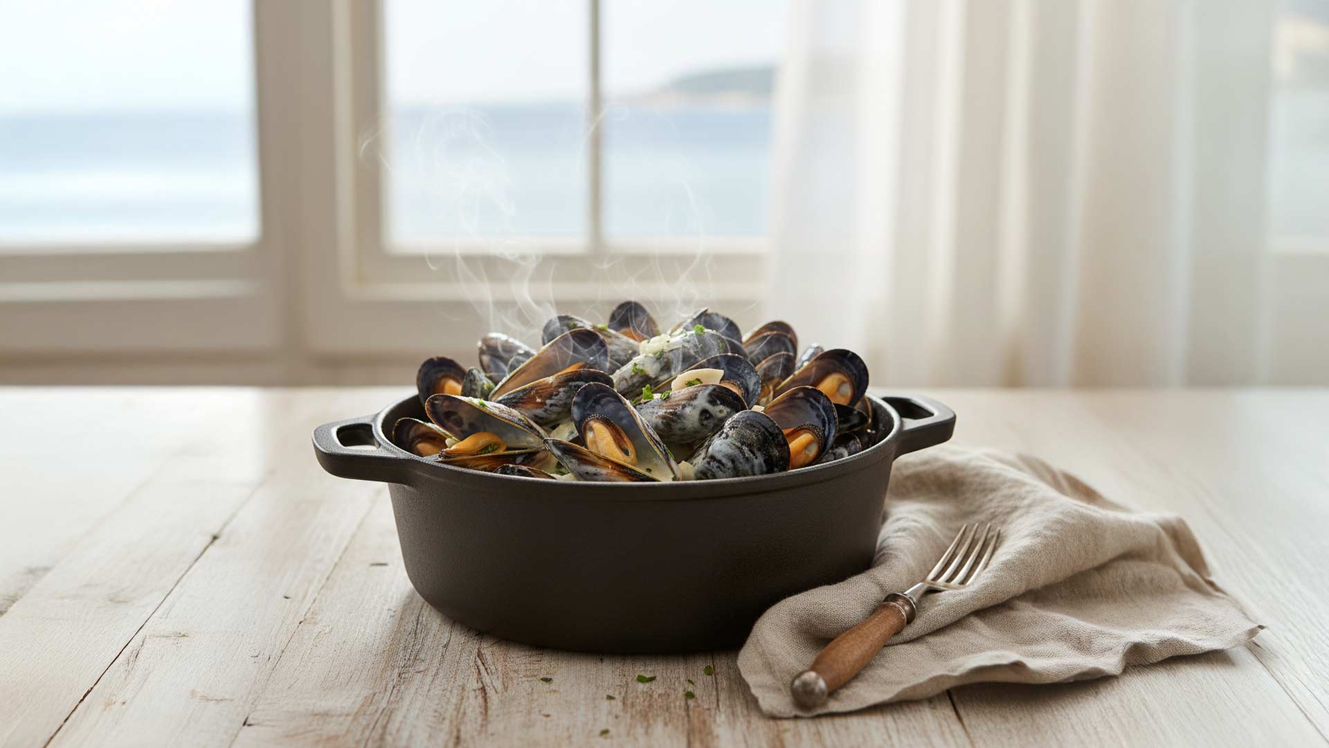 Recette moules à la crème et au vin blanc Image