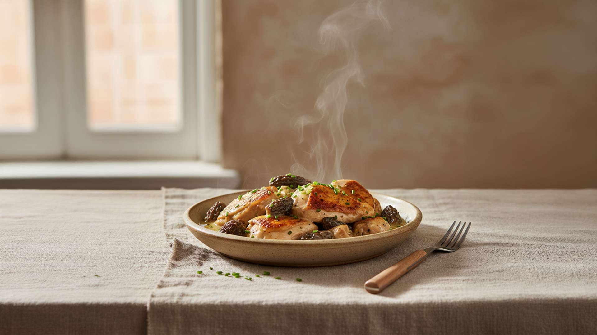 Recette poulet aux morilles et vin blanc Image
