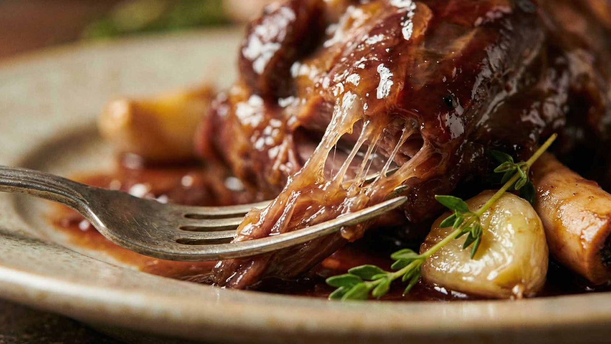 Recette souris d'agneau confite au vin rouge