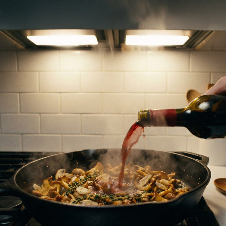Sauce au vin rouge et champignons