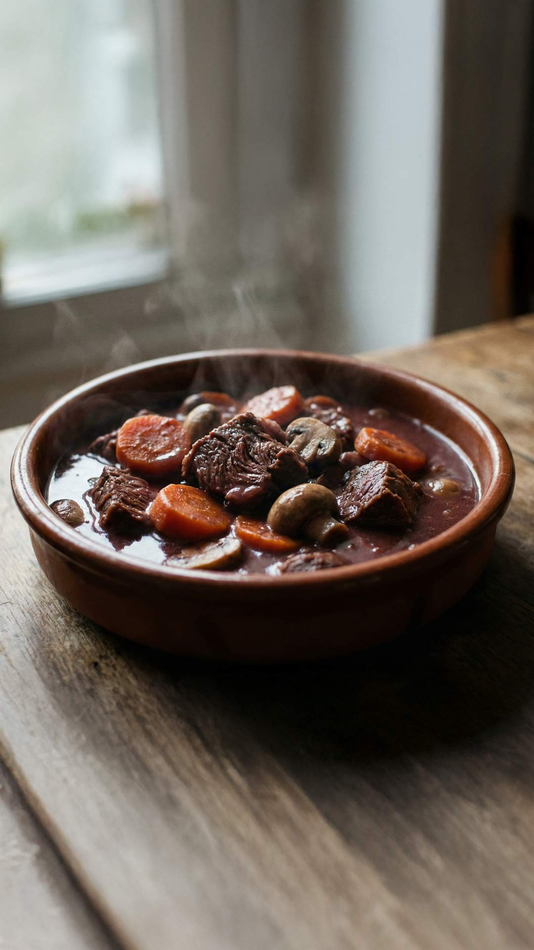 Bœuf carottes aux champignons et vin rouge mobile