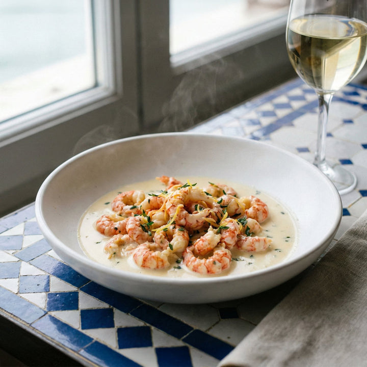 Poêlée d'écrevisses à la crème et au vin blanc