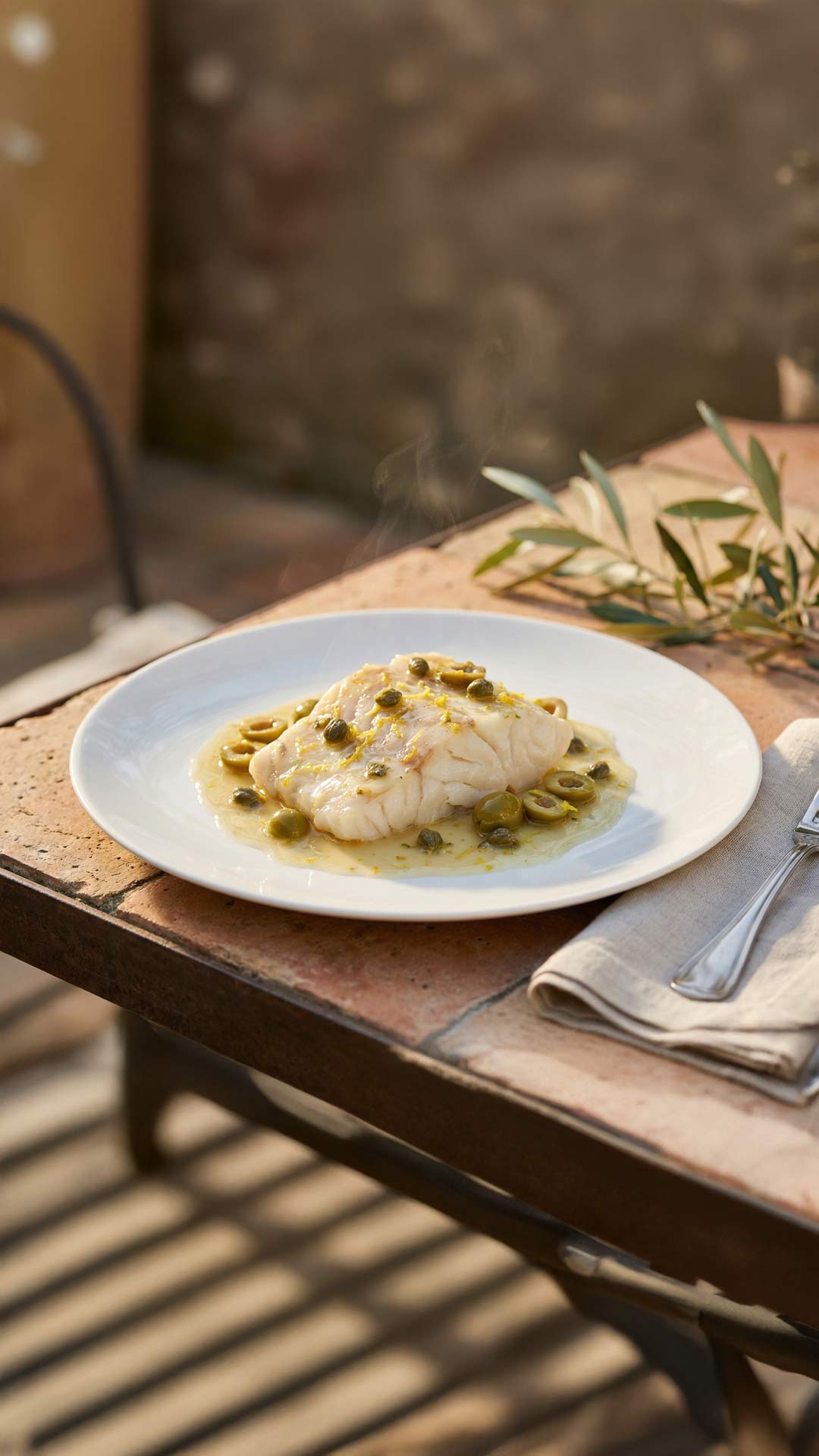Cabillaud aux olives et au vin blanc mobile