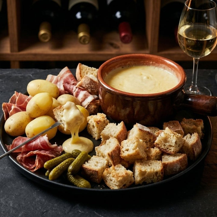 Fondue au fromage fondant et pain croustillant