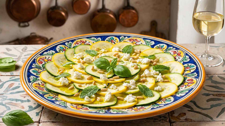 Carpaccio de courgettes au chèvre frais