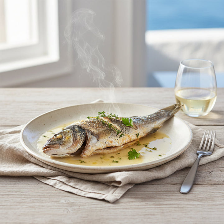 Bar au four au vin blanc
