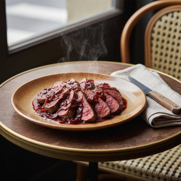 Bavette à l’échalote au vin rouge